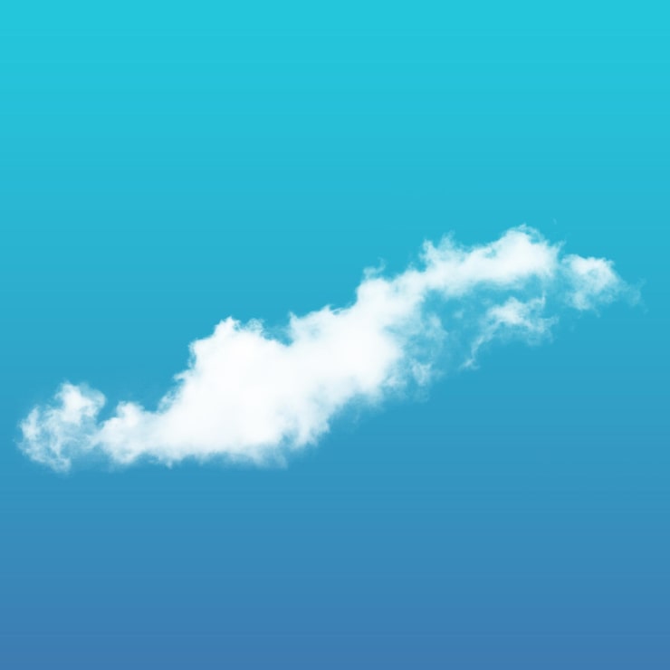 PSD een wolk met het woord wolk erop.