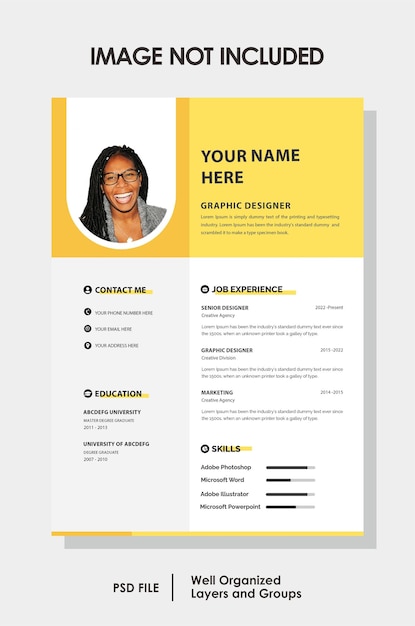 PSD elegant cv-skabelon