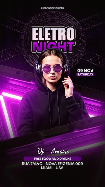 PSD eletro night -bileiden mainoslehtinen psd-malli
