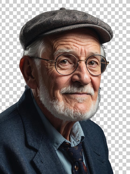 PSD en gammel mand med briller og en hat