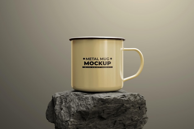 PSD en guldfärgad mugg mockup