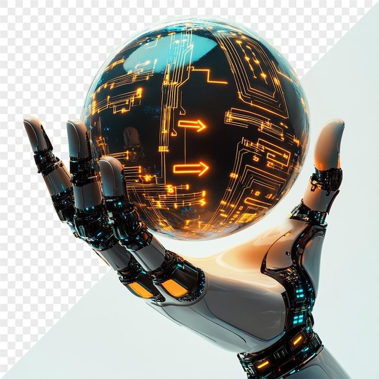 PSD en hånd, der holder en bold, hvorpå der står quot robot quot