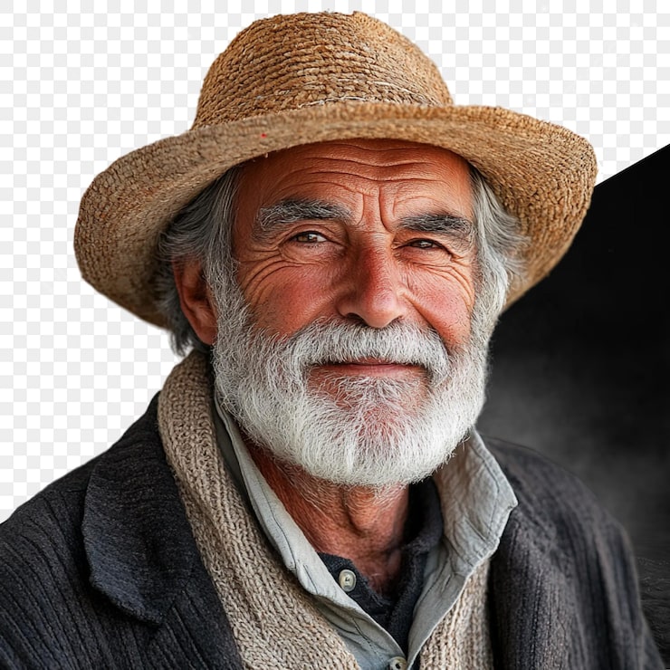 PSD en mand med skæg og hat poserer til et foto