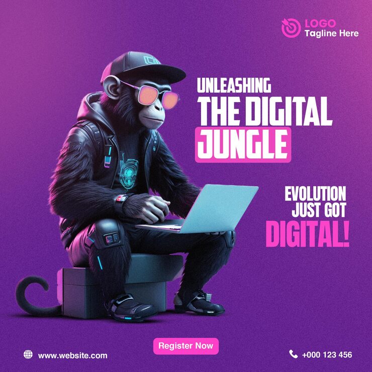 PSD en plakat til en gorilla kaldet the digital sled com