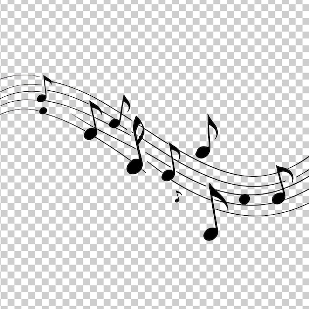 PSD et sæt musiknoder på en transparent baggrund
