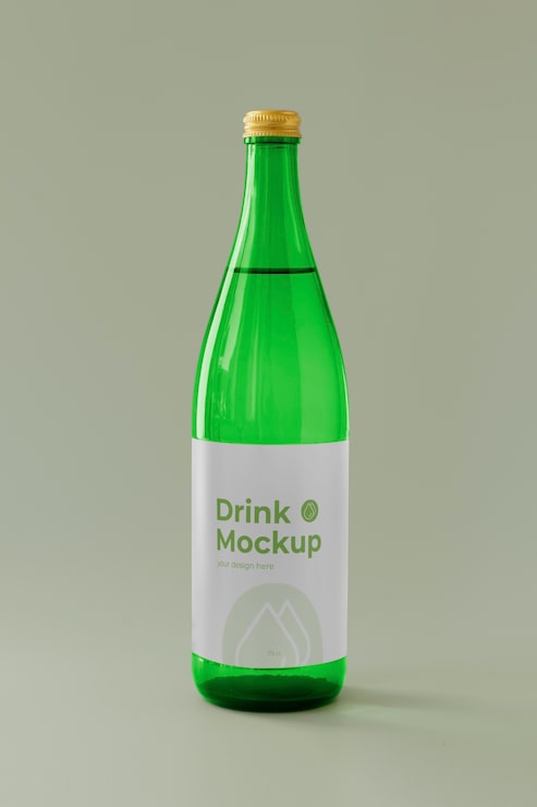 PSD etiketli şişe mockup
