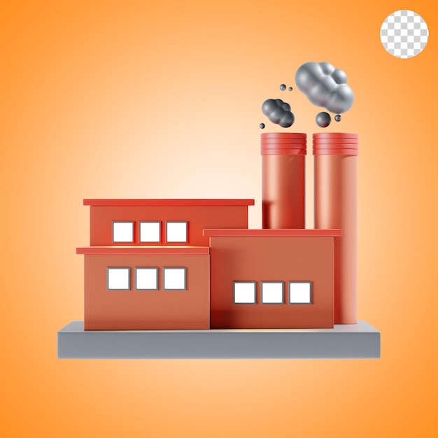 PSD fabrikk 3d-ikon og illustrasjon