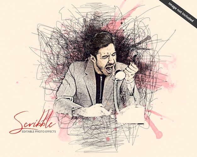 PSD farget scribble photo effect