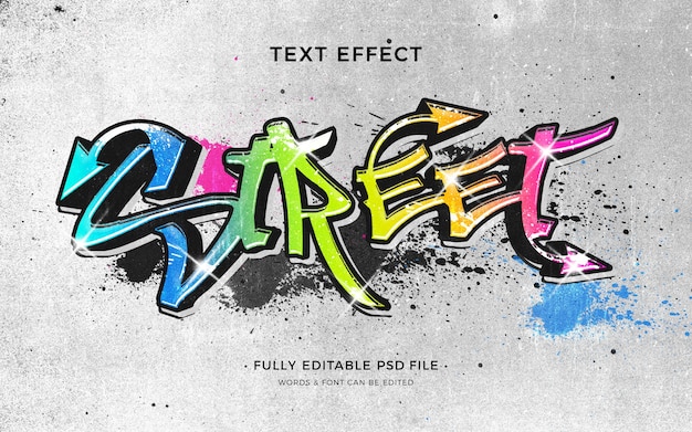 PSD färgglad graffiti texteffekt