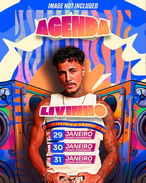PSD farverig programflyer til musikbegivenhed