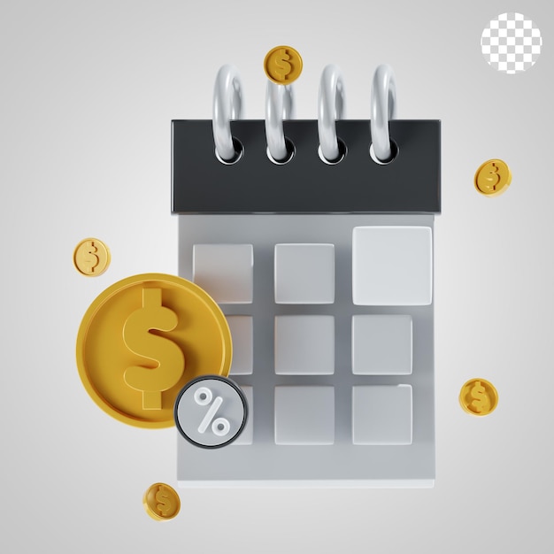 PSD finansiel tidsplan 3d ikon illustration