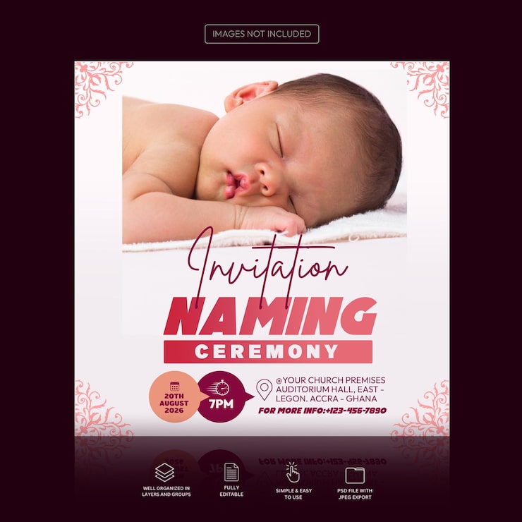 PSD flyer til navngivningsceremoni