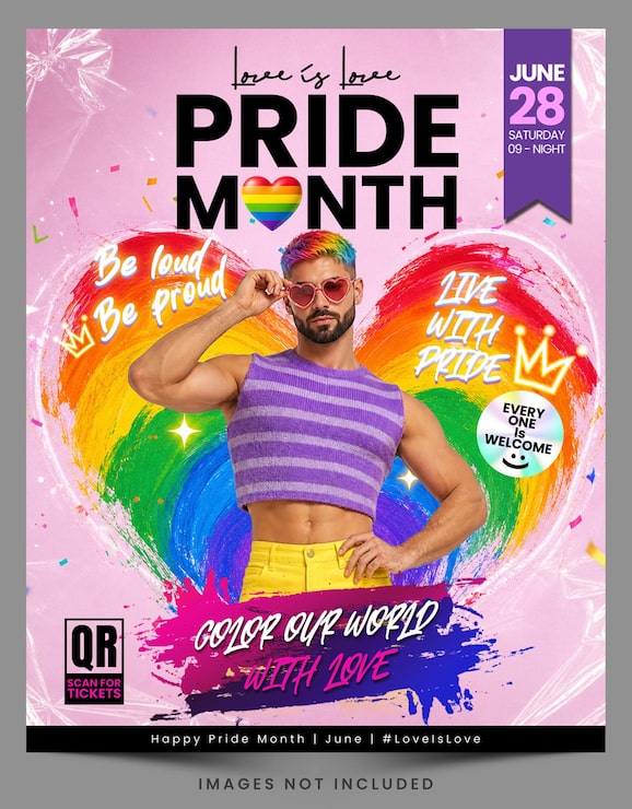 PSD flyermall för pridemånadsevenemang