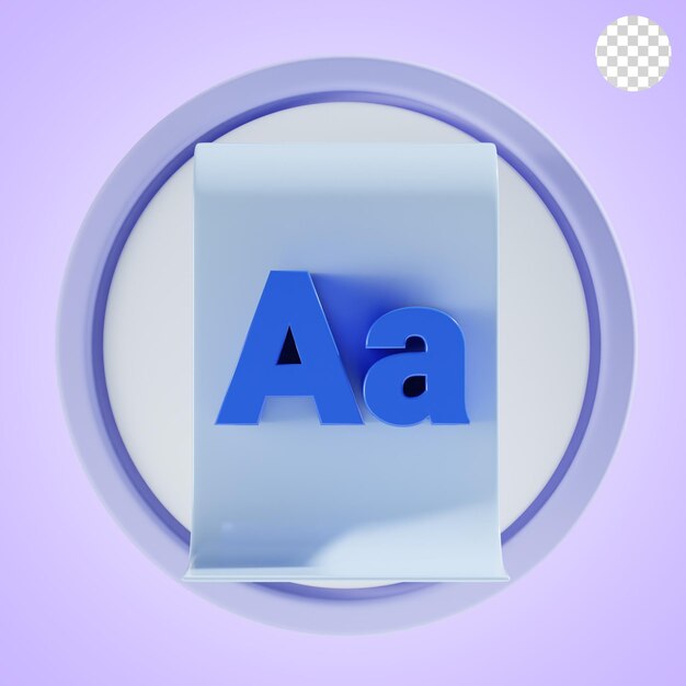 PSD fontti 3d-kuvakekuvitus