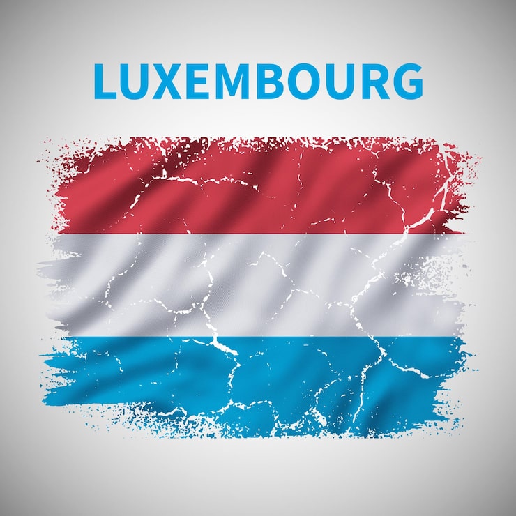 PSD forvitret luxembourgsk flag med grunge penselstrøg