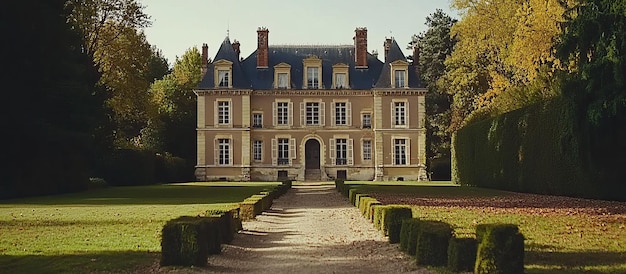 PSD fransk chateau i efterårslandskab
