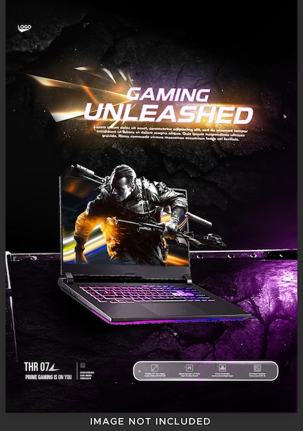 PSD gaminglaptop kampanjflyer