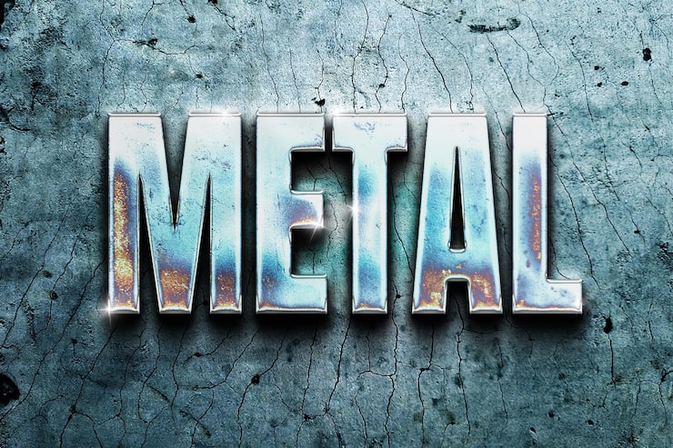 PSD gammelt metal stål sølv krom sparkles 3d redigerbar teksteffekt stil mock up
