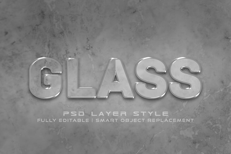 PSD glas 3d-tekststileffekt