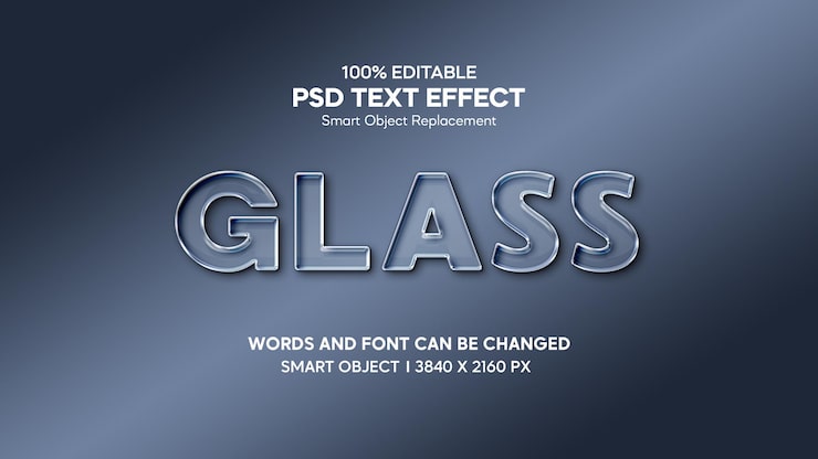 PSD glas tekst effekt stil