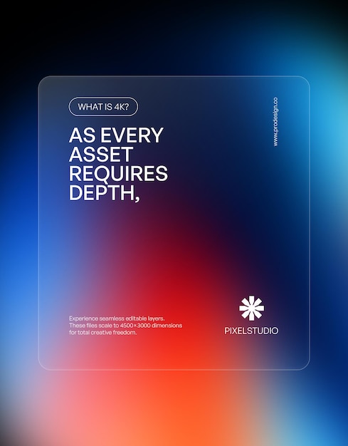 PSD glassmorphism ui-designskabelon med gradientbaggrund