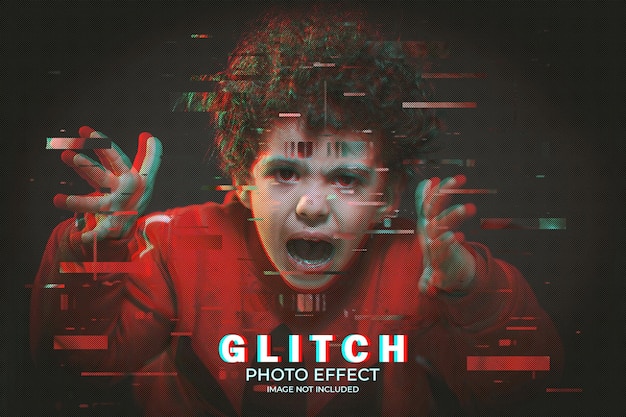 PSD glitch foto-effectsjabloon
