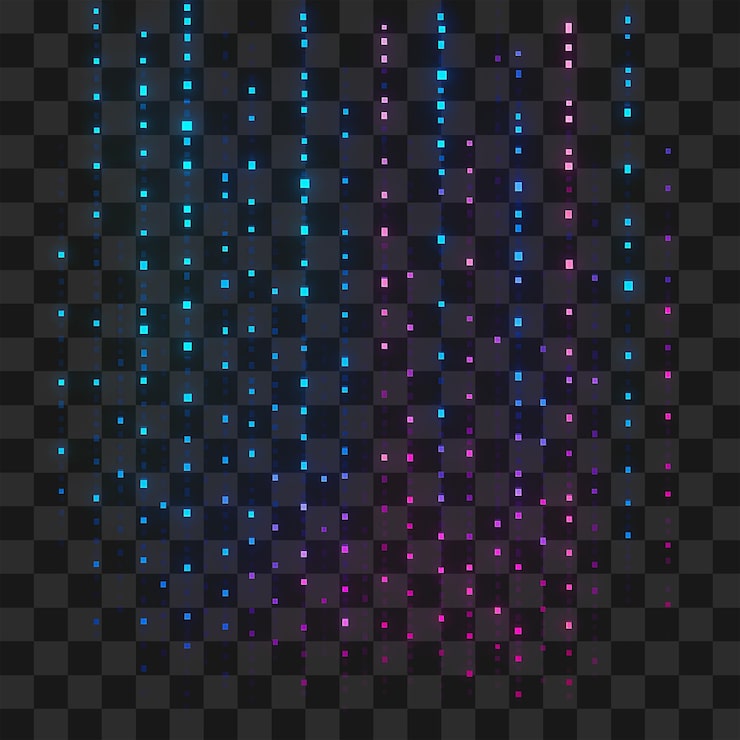 PSD glødende pixel regn vertikale gradient linjer blå til pink abstrakt digital png