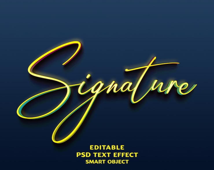 PSD 发光签名风格可编辑文字效果