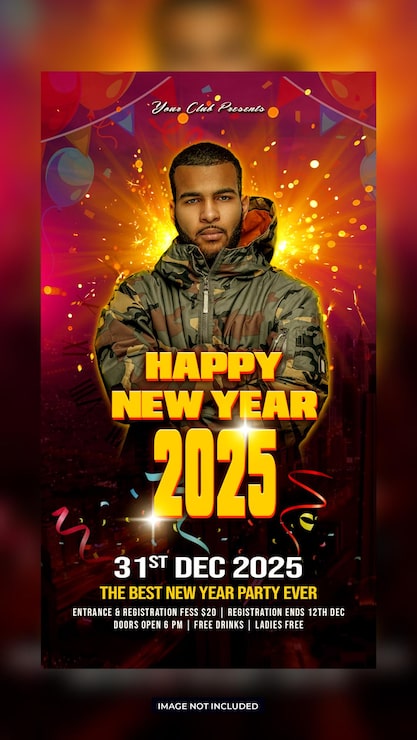 PSD godt nytår 2025 instragram skabelon design