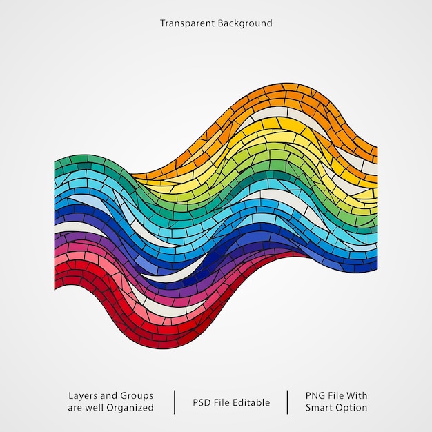 PSD gradient bølgete mosaikkformer elementsamling