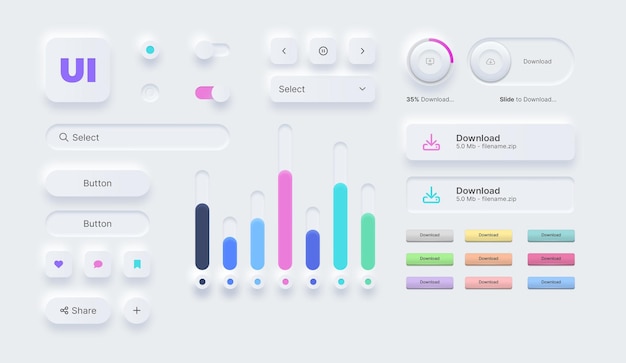 PSD gradient uiux kit elements collection psd redigerbare effekter