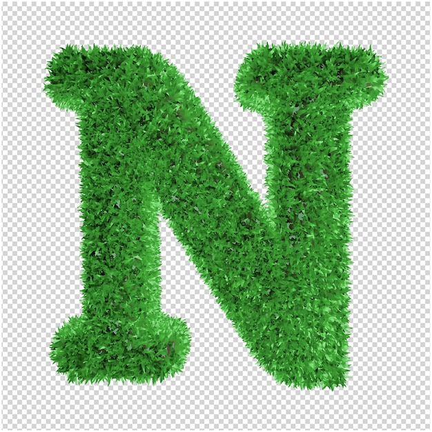PSD gressbokstav i 3d-rendering isolert