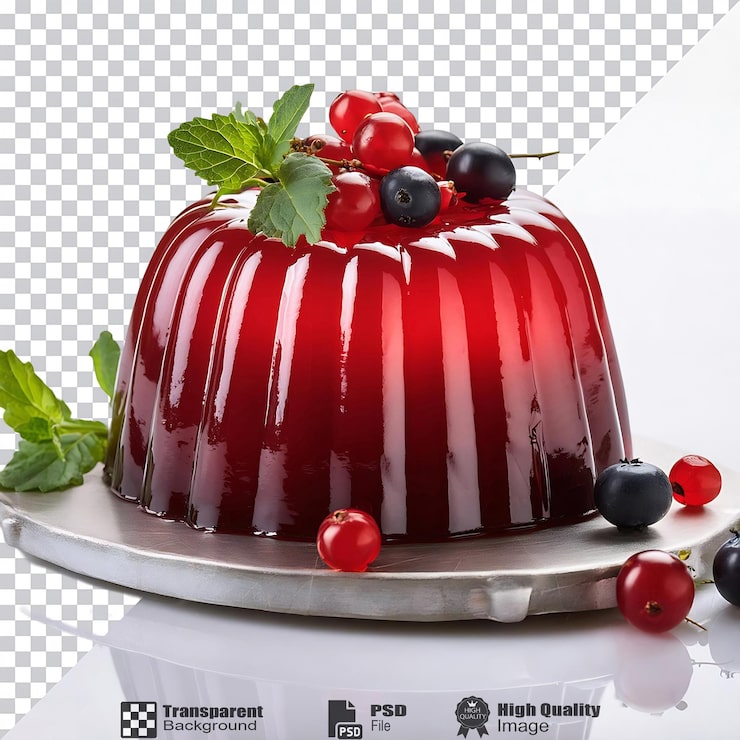 PSD gurme meyveli jöleli kek izole edilmiş