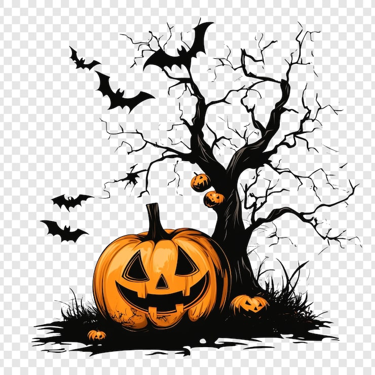 PSD halloween dynia i nietoperze