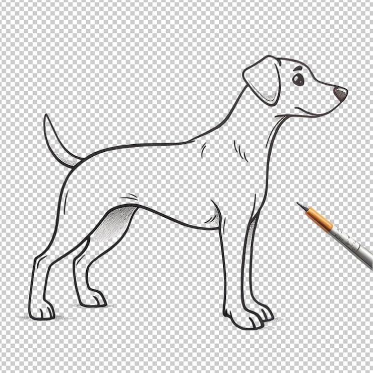 PSD håndtegnet illustrasjon av hundeomriss
