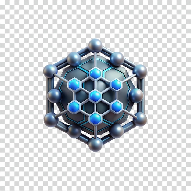 PSD hexagonal network en 3d-model af sammenkoblede noder