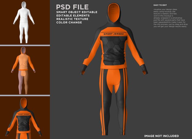 PSD high running jersey tshirt fullset mockup