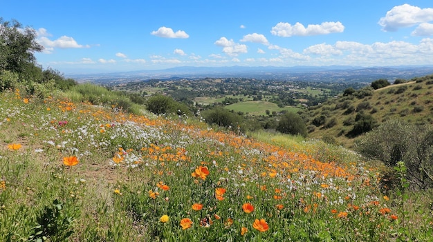 PSD hillside wildflower meadow z widokiem na dolinę