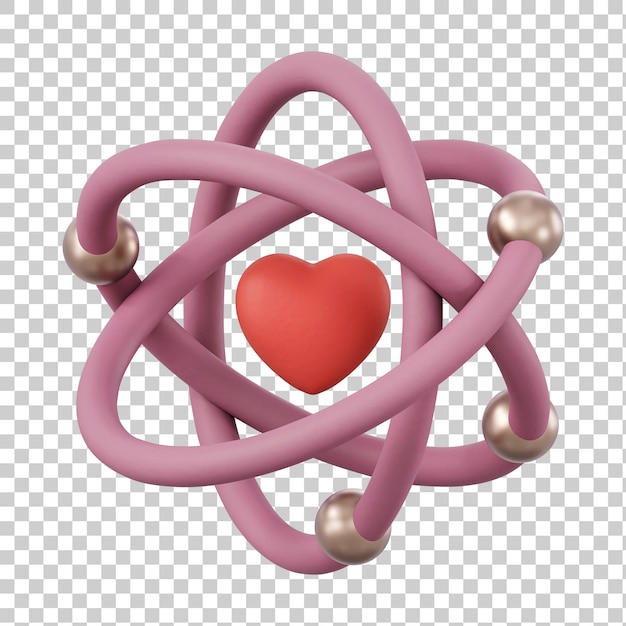 PSD hjerteatom 3d-illustrasjon