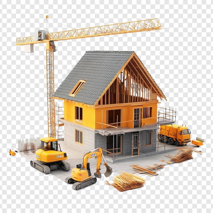 PSD house under construction a 3d model of a residential building in the building process