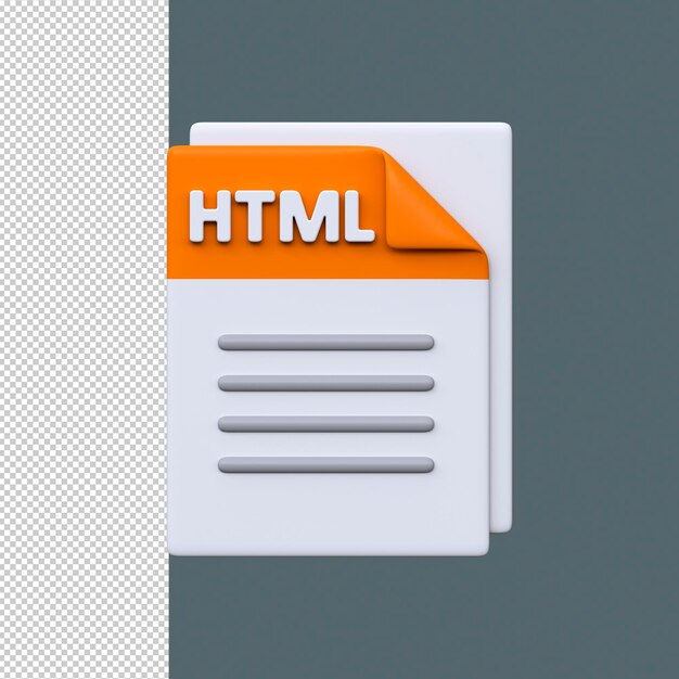 PSD формат файла html, 3d-иконка. файл разметки для структуры веб-сайта, веб-страниц и фронтенд-разработки.
