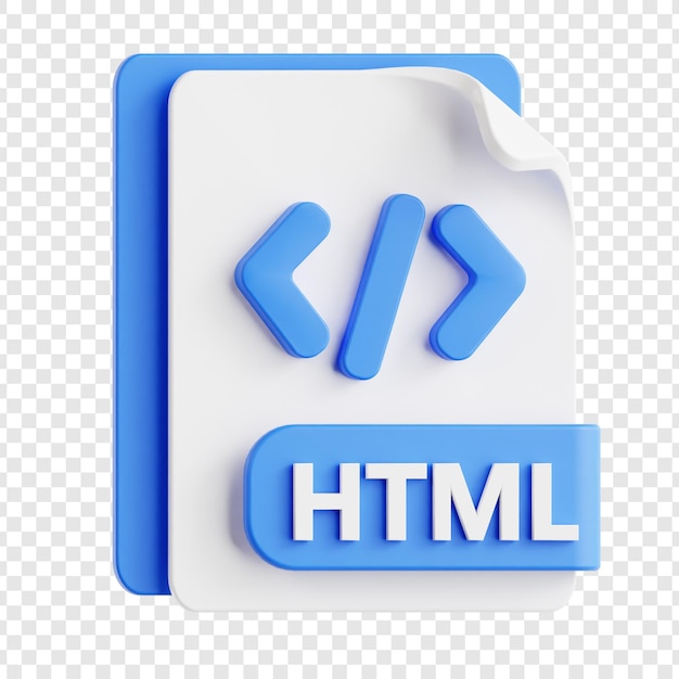 PSD иконка файла html, 3d-рендер.