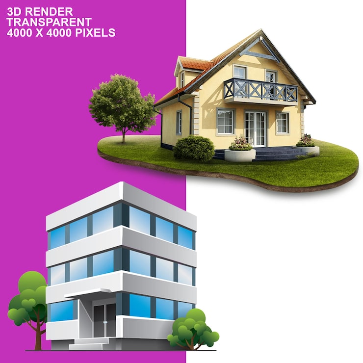 PSD hus transparent baggrund