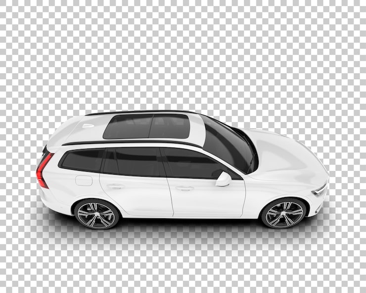 PSD hvid bybil på gennemsigtig baggrund 3d-rendering illustration