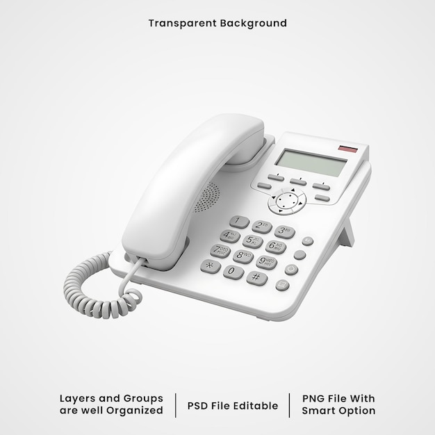 PSD hvid fastnettelefon med ledning