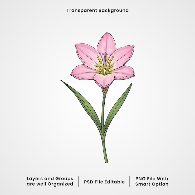 PSD illustration av rosa regnlilja