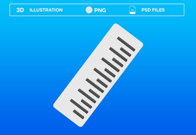 PSD ilustracja 3d linijki psd