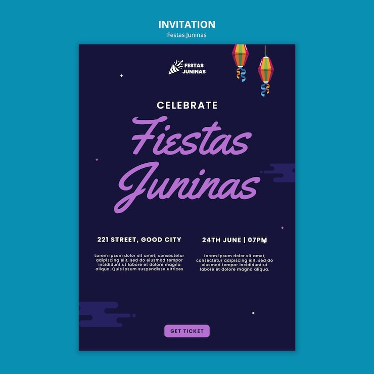 PSD invitationsskabelon til brasiliansk festas juninas-fejring