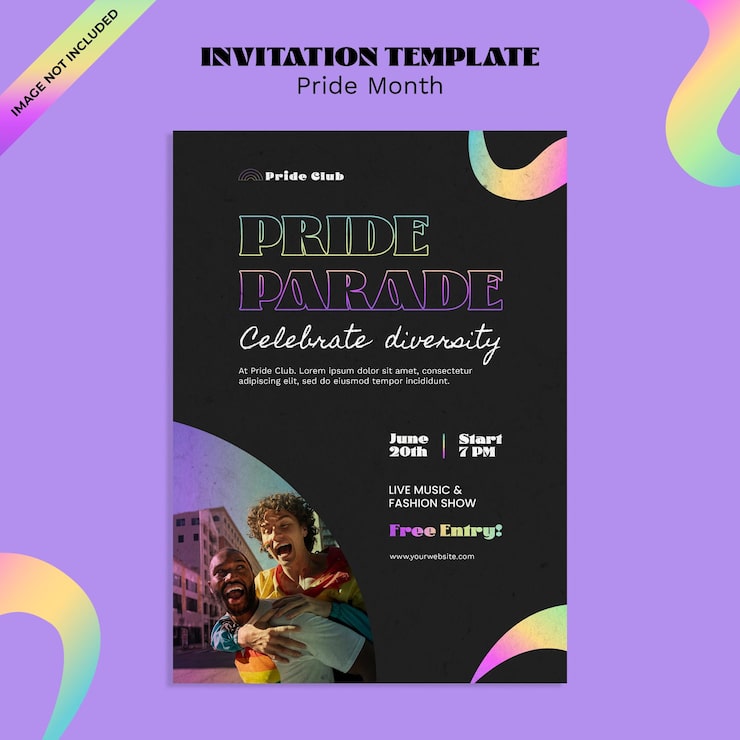 PSD invitationsskabelon til pride-måned