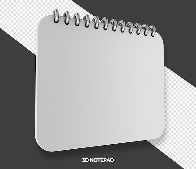 PSD isolerat anteckningsblock 3d-rendering